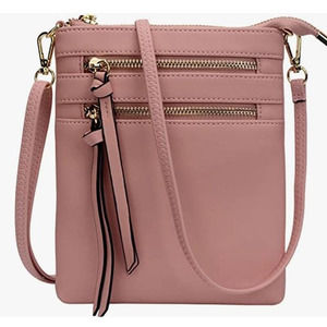 Pink Crossbody Leather Purse